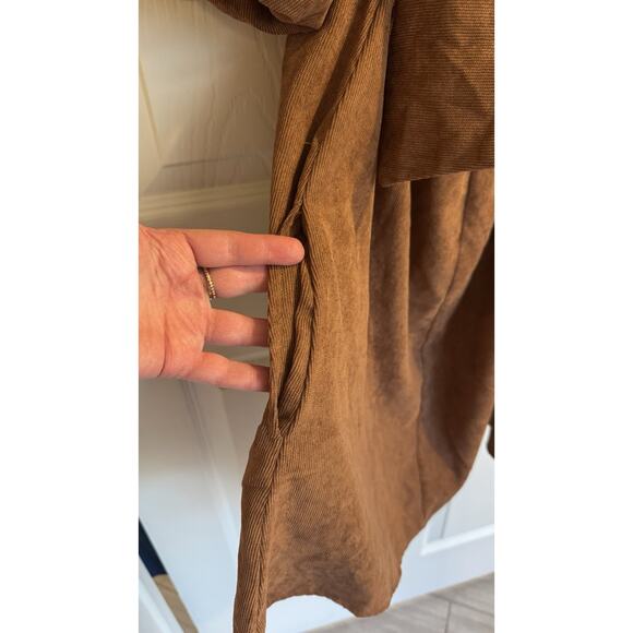 Francesca’s Blue Rain Cassie Brown Bow Back Corduroy Mini Dress Small - Picture 5 of 8